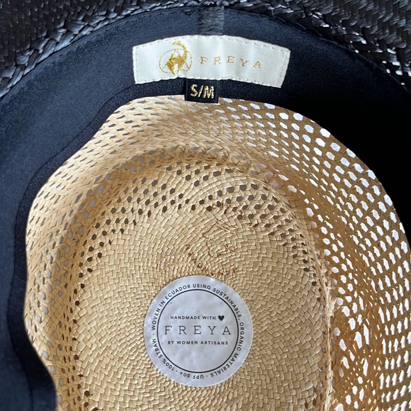 NEW Freya Eclipse Charcoal Dip Dyed Hand Woven Straw Wide Brim Hat - Picture 10 of 12